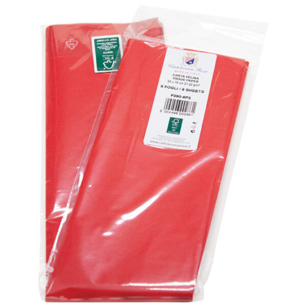 Papir ukrasni Tissue 50x76 cm pk6 Cartotecnica Rossi F090 crveni blister