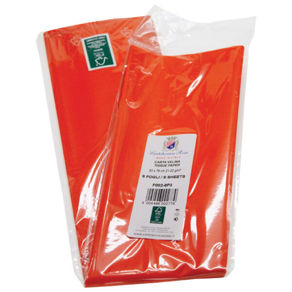 Papir ukrasni Tissue 50x76 cm pk6 Cartotecnica Rossi F082 narančasti blister