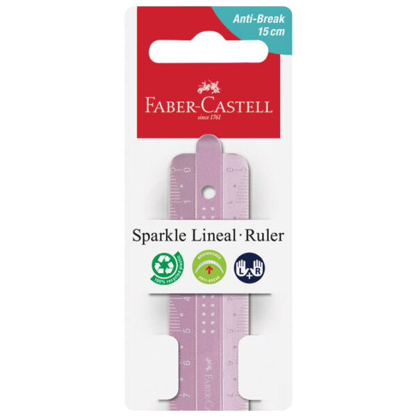 Ravnalo pvc 15 cm Sparkle Faber-Castell 172015 sort blister