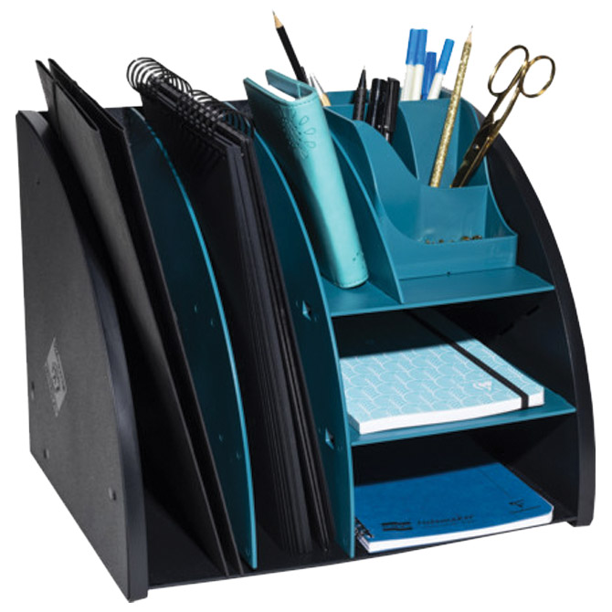 000055576 Organizer stolni sa 6 pretinaca pvc Neo-Deco Exacompta 394505D crna/svijetloplava - Slika 1