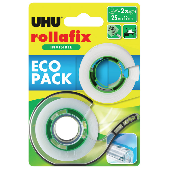 000055591 Traka ljepljiva 19 mm/25m+5m gratis Rollafix 36395 UHU nevidljiva - Slika 1