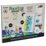 Set boja akrilna za tehniku izlijevanja 100ml 4boje Pouring+2platna+kist Primo PAINTSET3