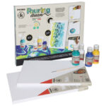 Set boja akrilna za tehniku izlijevanja 100ml 4boje Pouring+2platna+kist Primo PAINTSET3 - Slika 2