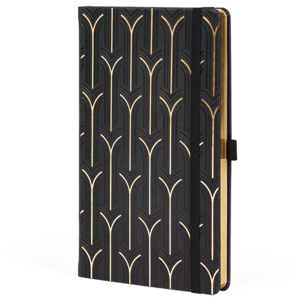 Notes 13x21 cm crte 96L s gumicom Castelli Gold Arch crno/zlatni