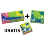 Blok samolj.kocka 50x50 mm +Blok samolj.40x50 mm + GRATIS  Blok samoljepljiv  75x75 mm  neon GLN.