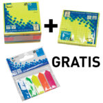 Blok samolj.kocka 75x75 mm +Blok samolj.75x75 mm  neon + GRATIS Zastavica 12x44 mm 5boja GLN.