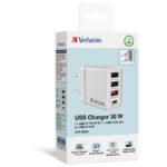 Punjač za mobilne uređaje zidni 1xUSB-C/PD 20W/1xUSB-A QC 3.0/2xUSB-A 10W Verbatim 49701 bijeli - Slika 4