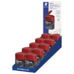 Šiljilo metalno s pvc kutijom 2rupe "Noris" Staedtler 512 188 crveno/sivo - Slika 3