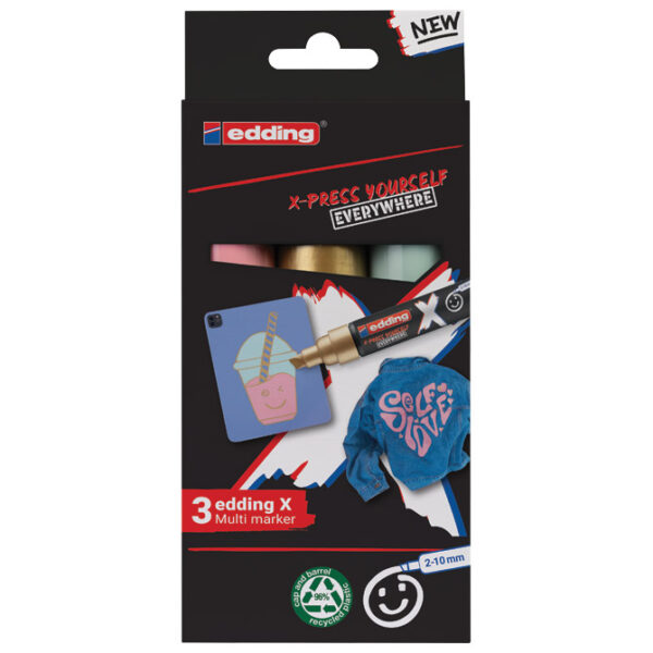 Set X Marker 2-10 mm Pastel Edding pk3 Edding 6900