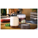 Posuda termo MoLu Porto Cervo 3983 metalna s drvenim podnožjem 400ml bijela - Slika 3