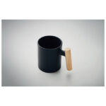 Šalica keramička 320ml Crenate sa drvenom drškom crna - Slika 3