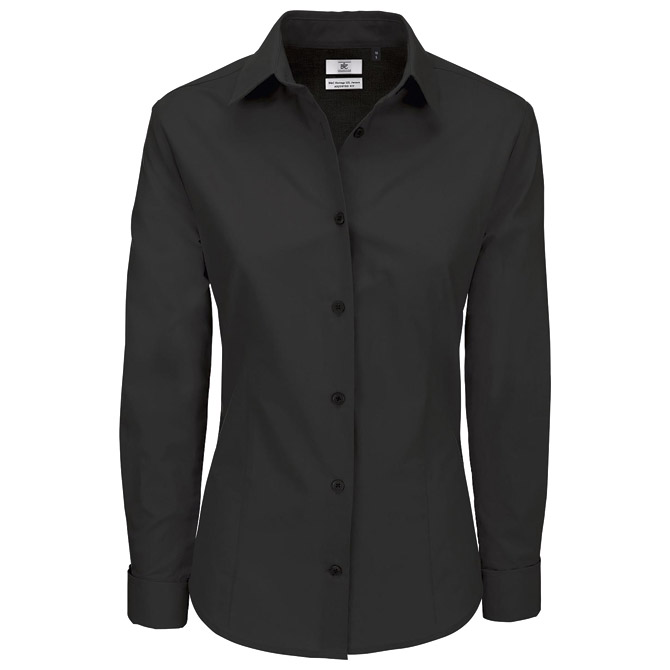 900001904 Košulja ženska dugi rukavi B&C Heritage 125g crna XL!! - Slika 1