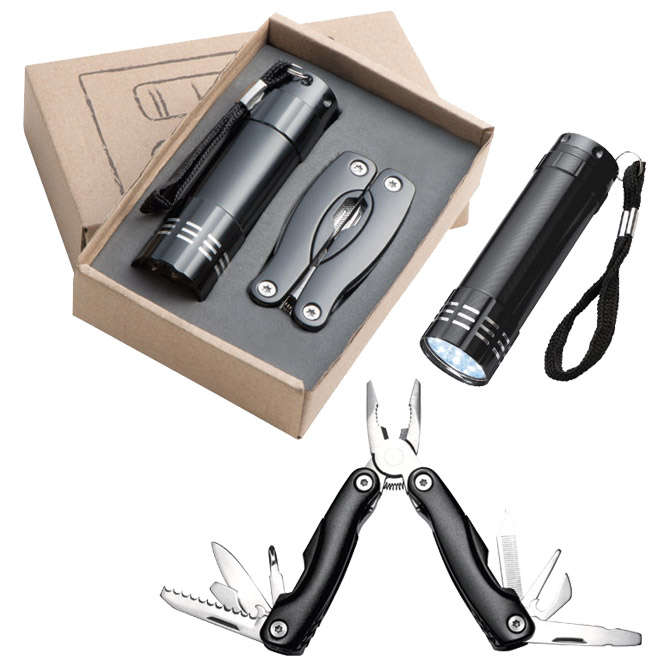 900002131 Svjetiljka ručna 9 LED+kliješta Oakland crna - Slika 1