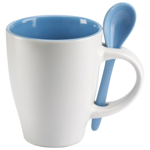 Šalica 250ml sa žličicom bijela/plava!!