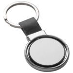 Privjesak za ključeve metalni - umjetna koža crni